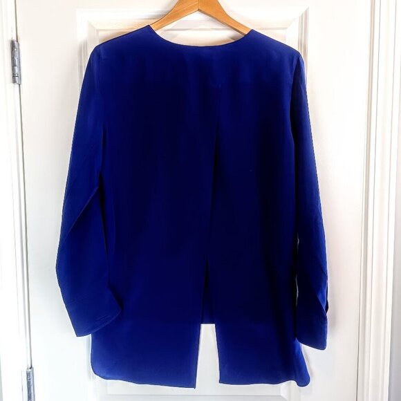 BCBGMaxAzria Bridgete Royal Blue Silk Split Back Tunic Top - Picture 3 of 8